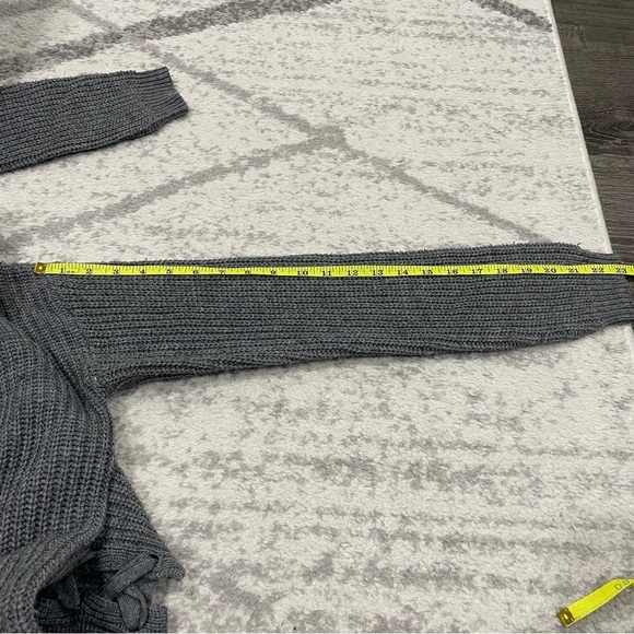SO Grey Lace Up Knit Sweater - Picture 10 of 10